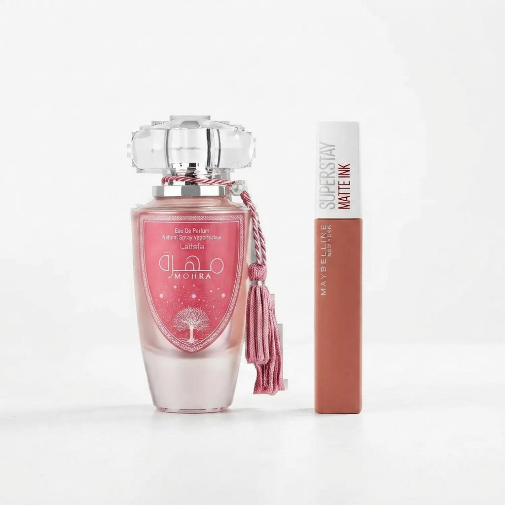 Lattafa Mohra Silky Rose + Lipstick Bundle