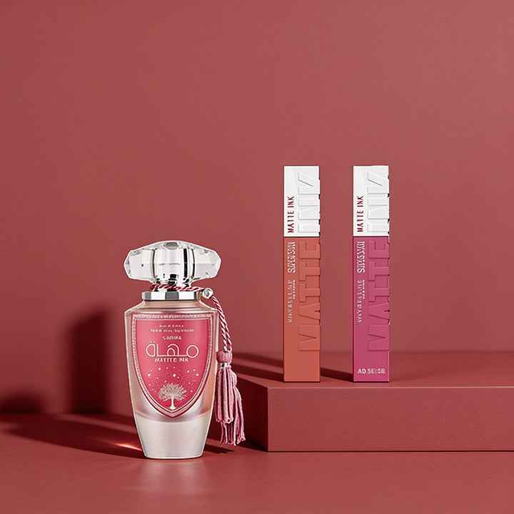 Lattafa Mohra Silky Rose + Lipstick Bundle